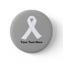 Lung Cancer Awareness White Ribbon Button