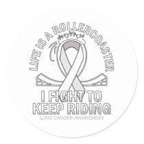 Lung cancer awareness white ribbon classic round sticker