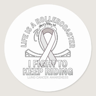 Lung cancer awareness white ribbon classic round sticker