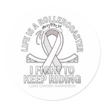 Lung cancer awareness white ribbon classic round sticker