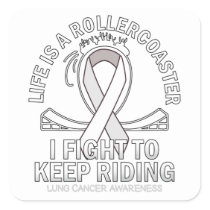 Lung cancer awareness white ribbon square sticker