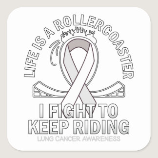 Lung cancer awareness white ribbon square sticker