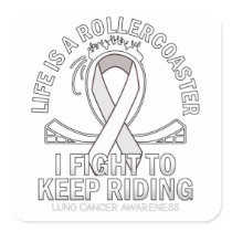 Lung cancer awareness white ribbon square sticker