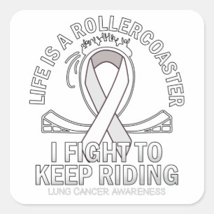 Lung cancer awareness white ribbon square sticker