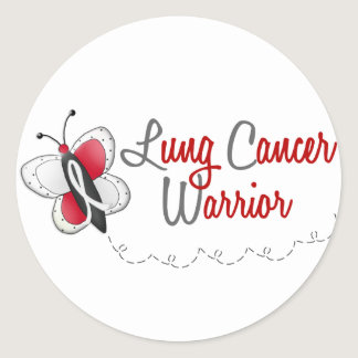 Lung Cancer Butterfly 2 Warrior Classic Round Sticker