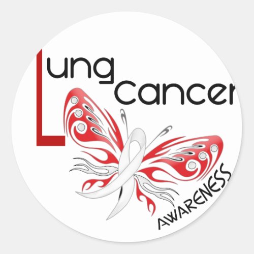 Lung Cancer BUTTERFLY 31 Classic Round Sticker