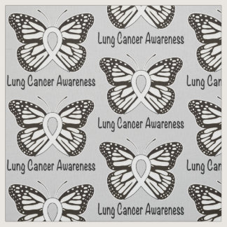 Lung Cancer Butterfly Awareness Ribbon Fabric