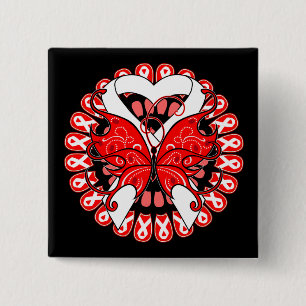 Lung Cancer Butterfly Circle of Ribbons Button