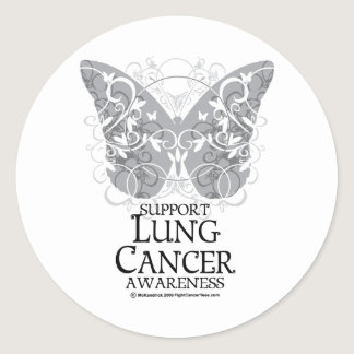 Lung Cancer Butterfly Classic Round Sticker