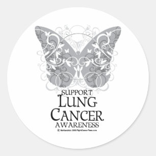 Lung Cancer Butterfly Classic Round Sticker