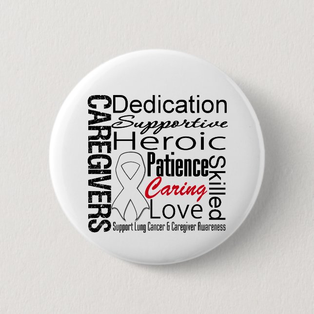 Lung Cancer Caregivers Collage Pinback Button (Front)