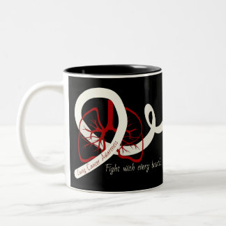 Lung Cancer Fight, lungs and ribbon Two-Tone Coffee Mug