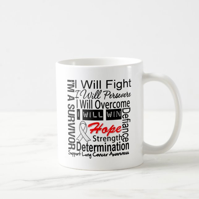 Lung Cancer Fight Persevere Overcome Win Coffee Mug (Right)