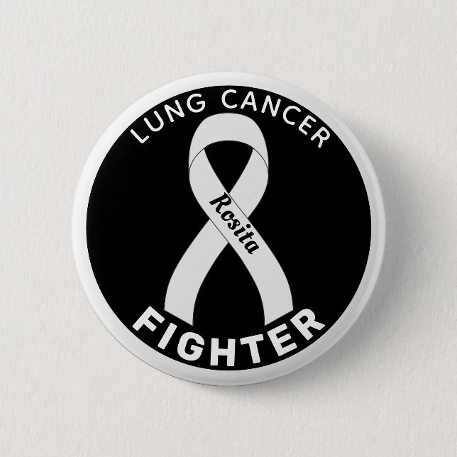 Lung Cancer Fighter Ribbon Black Button (Front)