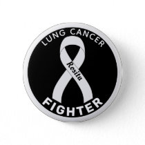 Lung Cancer Fighter Ribbon Black Button
