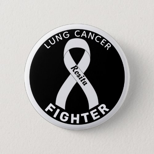 Lung Cancer Fighter Ribbon Black Button