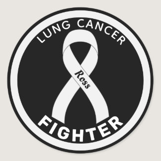 Lung Cancer Fighter Ribbon Black Round Sticker