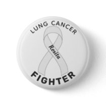 Lung Cancer Fighter Ribbon White Button