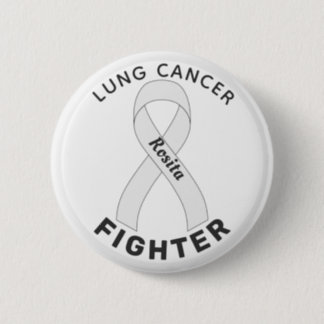 Lung Cancer Fighter Ribbon White Button