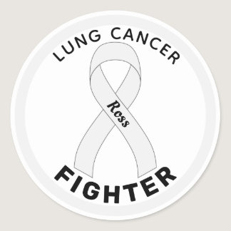 Lung Cancer Fighter Ribbon White Round Sticker