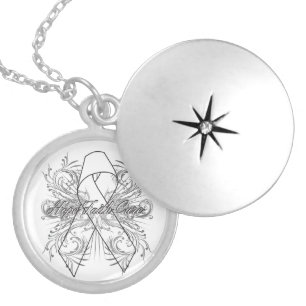 Lung Cancer Flourish Hope Faith Cure Silver Plated Necklace
