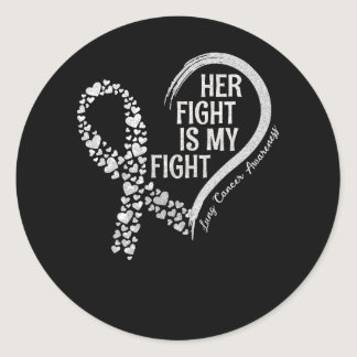 Lung Cancer Her Fight is my Fight Lung Cancer Awar Classic Round Sticker