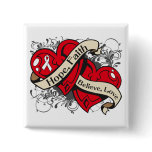 Lung Cancer Hope Faith Dual Hearts Pinback Button
