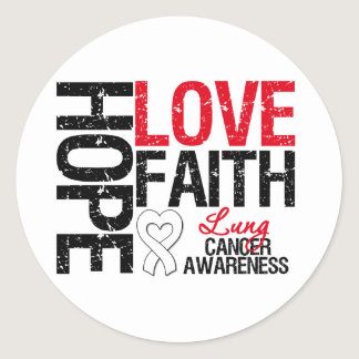 Lung Cancer Hope Love Faith Classic Round Sticker