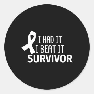Lung Cancer I Had It I Beat It Survivor White Ribb Classic Round Sticker