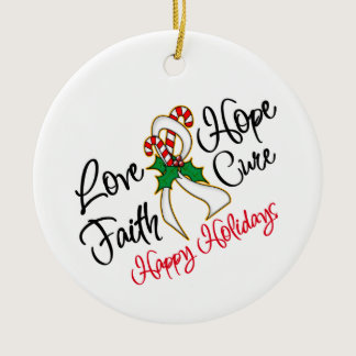 Lung Cancer Love Hope Holidays Ceramic Ornament