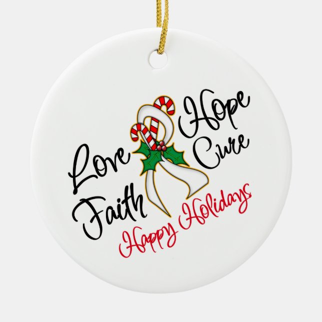 Lung Cancer Love Hope Holidays Ceramic Ornament (Front)