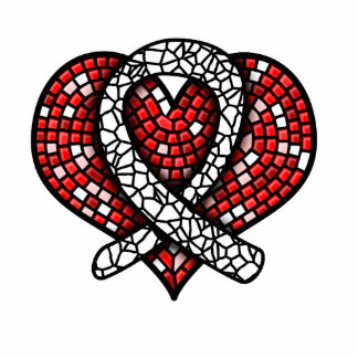 Lung Cancer Mosaic Heart Ribbon Sculpture