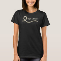 Lung Cancer Pearl Beaded Awareness Ribbon T-Shirt