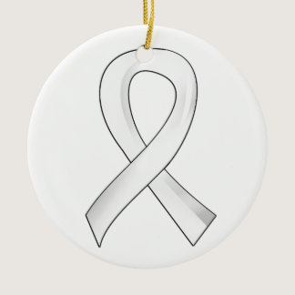 Lung Cancer Pearl Ribbon 3 Ceramic Ornament