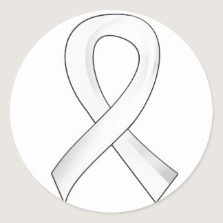 Lung Cancer Pearl Ribbon 3 Classic Round Sticker