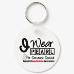Lung Cancer Pearl Ribbon Someone Special Keychain