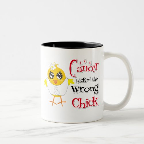 Lung Cancer Picked The Wrong Chick Two_Tone Coffee Mug