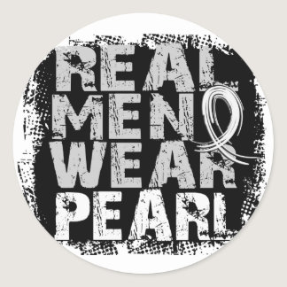 Lung Cancer Real Men Wear Pearl Classic Round Sticker