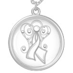 Lung Cancer Ribbon Angel In Memory Silver Plated Necklace