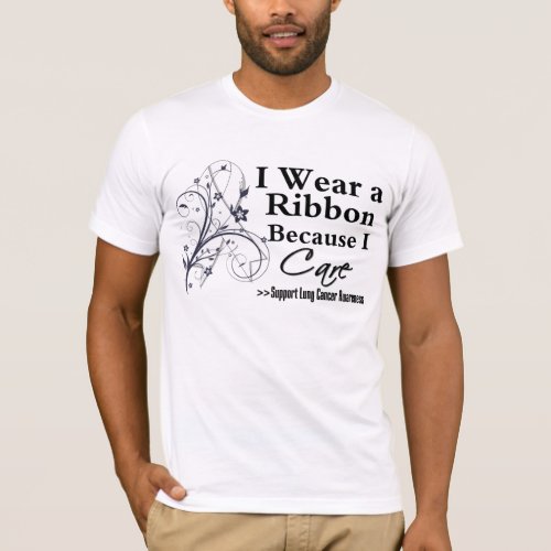 Lung Cancer Ribbon Because I Care T_Shirt