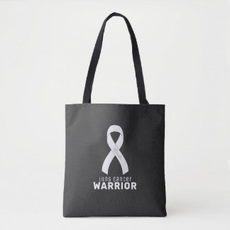Lung Cancer Ribbon Black Tote Bag