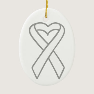 Lung Cancer Ribbon Ceramic Ornament