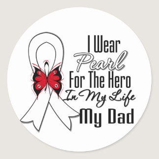 Lung Cancer Ribbon Hero My Dad Classic Round Sticker