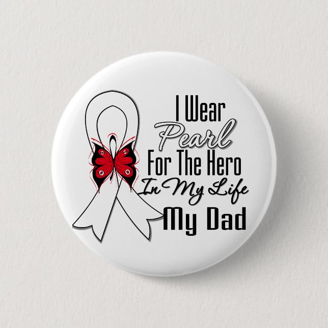 Lung Cancer Ribbon Hero My Dad Pinback Button (Front)