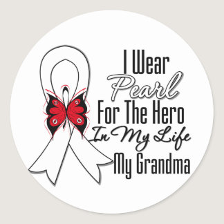 Lung Cancer Ribbon Hero My Grandma Classic Round Sticker