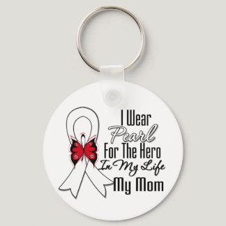 Lung Cancer Ribbon Hero My Mom Keychain