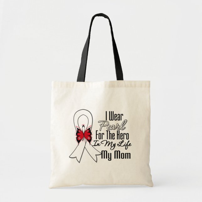 Lung Cancer Ribbon Hero My Mom Tote Bag (Front)