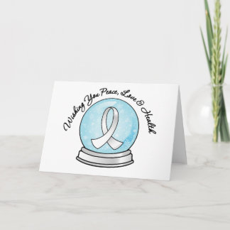 Lung Cancer Ribbon Merry Christmas Snowglobe Holiday Card