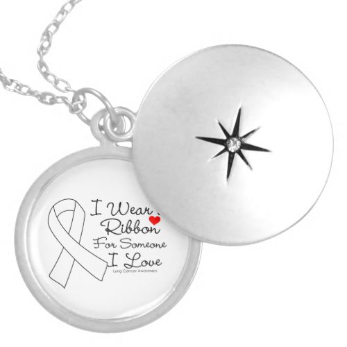 Lung Cancer Ribbon Someone I Love Locket Necklace