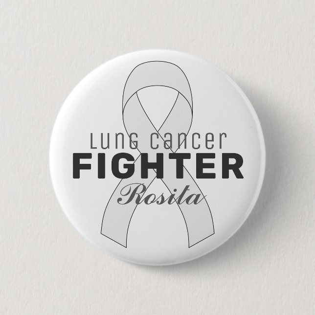 Lung Cancer Ribbon White Button (Front)